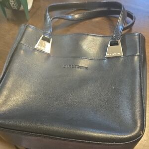 Liz Claiborne Black Leather Tote Bag